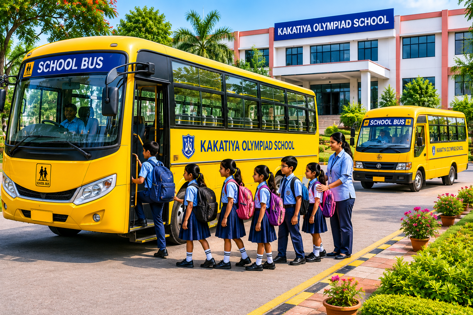 Home School bus pickup at Kakatiya Olympiad School